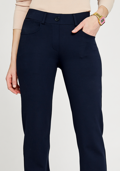 7-Pocket Dress Pant Yoga Pant, Straight (Navy)