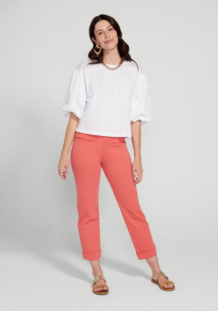 Easy Crop Trouser | Straight (Melon)