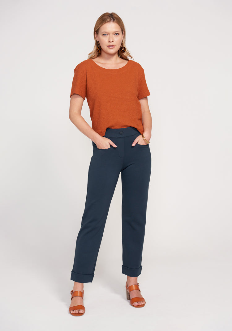 Easy Crop Trouser | Straight (Navy)