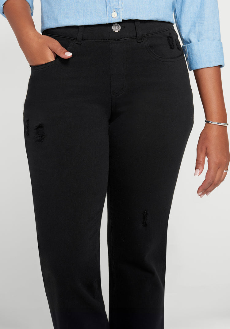 Boyfriend Crop Jean | Straight (Distressed Black Rinse)