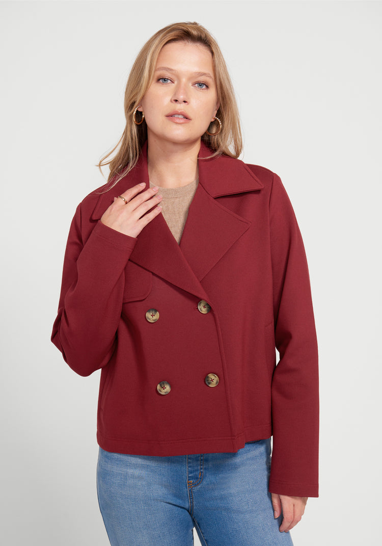 Cropped Peacoat (Oxblood)