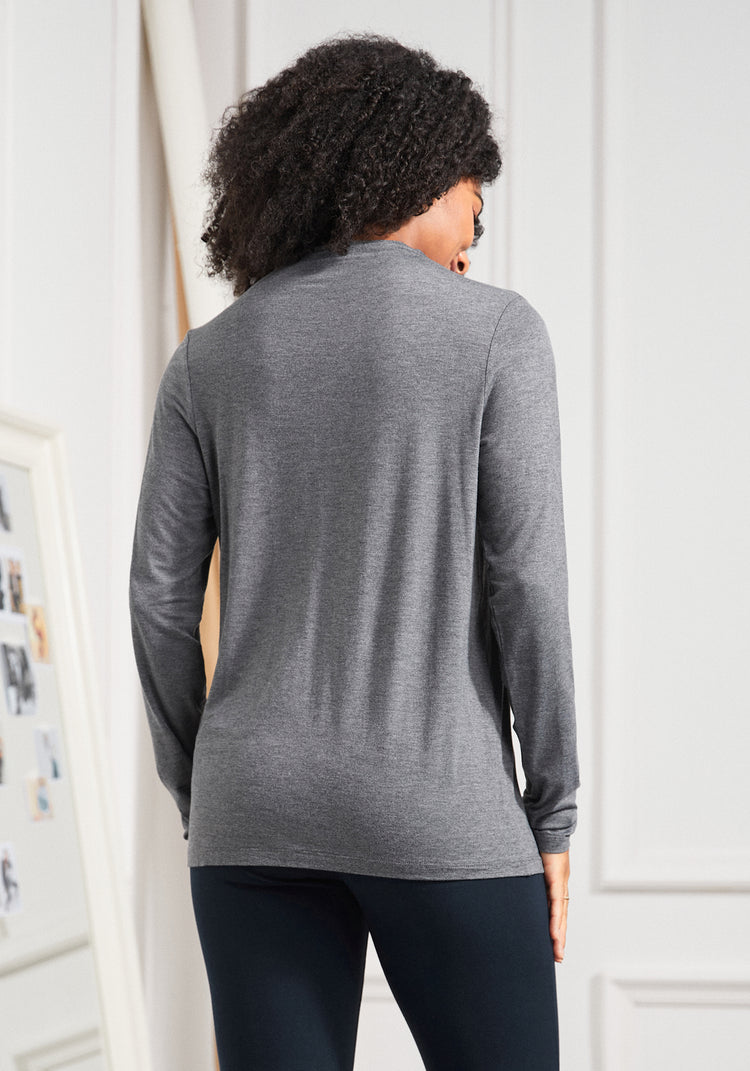 Essential Long Sleeve Mockneck (Heather Gray)