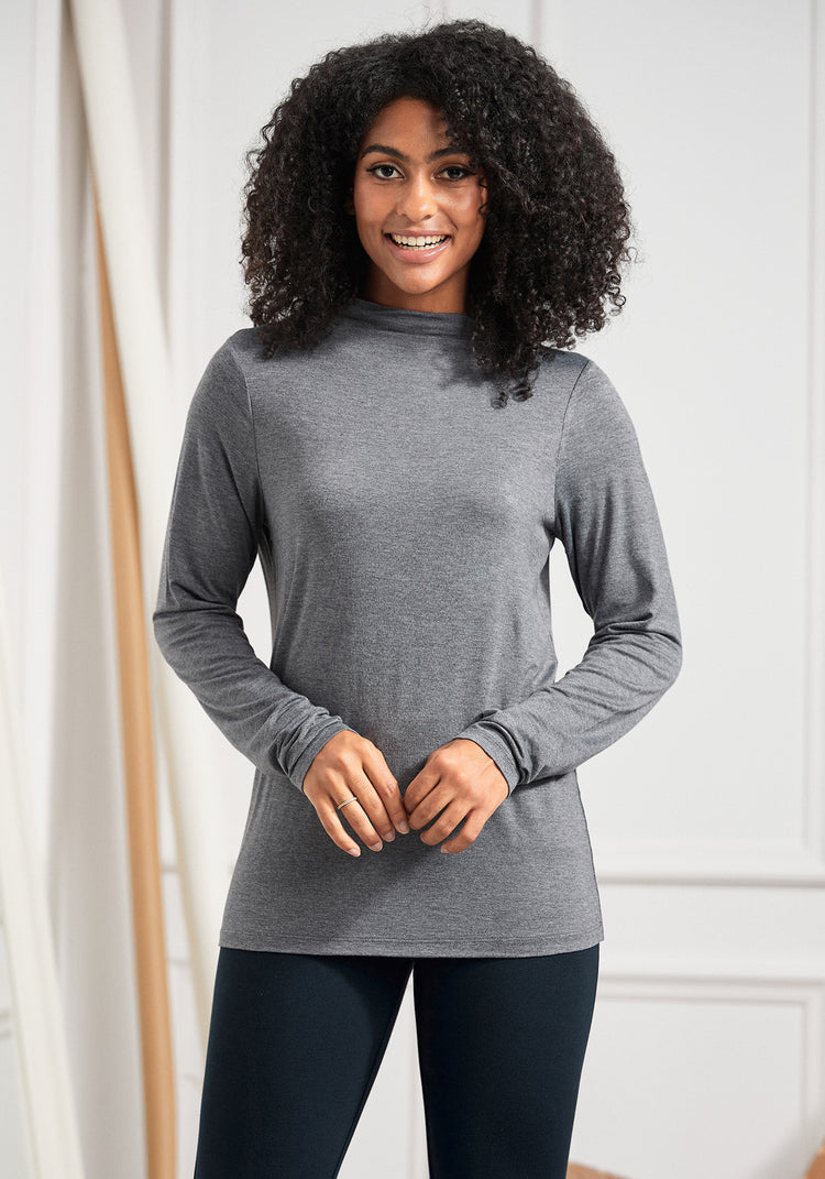 Essential Long Sleeve Mockneck (Heather Gray)