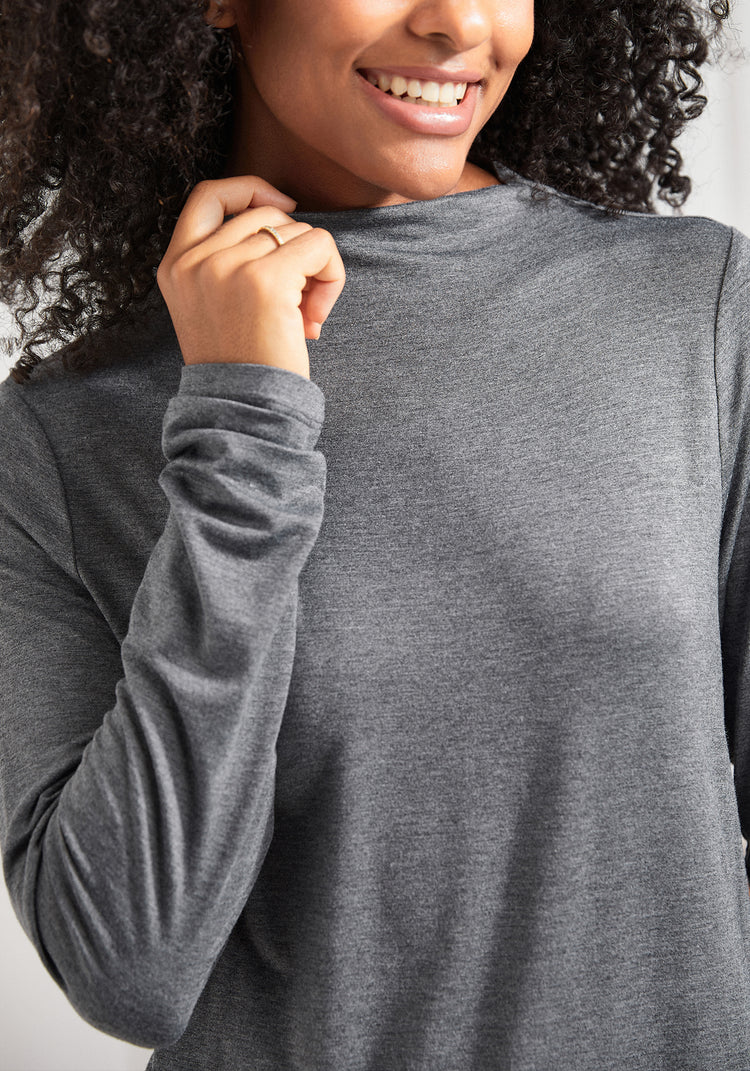 Essential Long Sleeve Mockneck (Heather Gray)