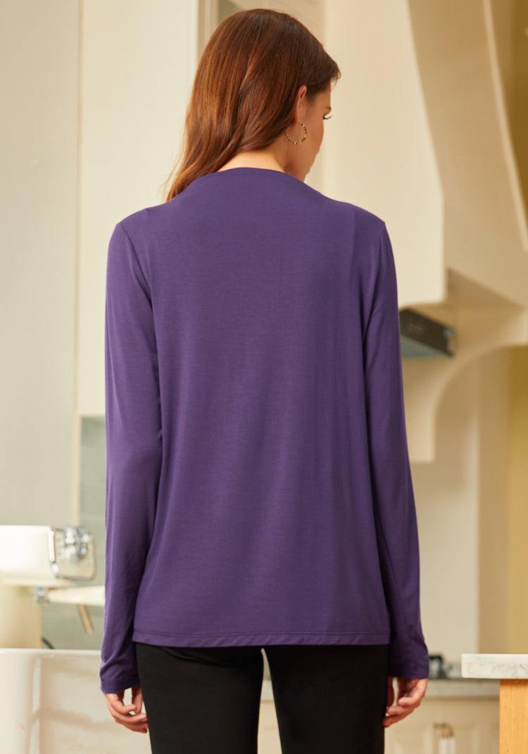 Essential Long Sleeve Mockneck (Dark Purple)