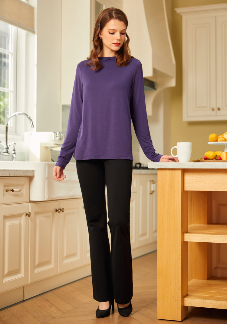 Essential Long Sleeve Mockneck (Dark Purple)