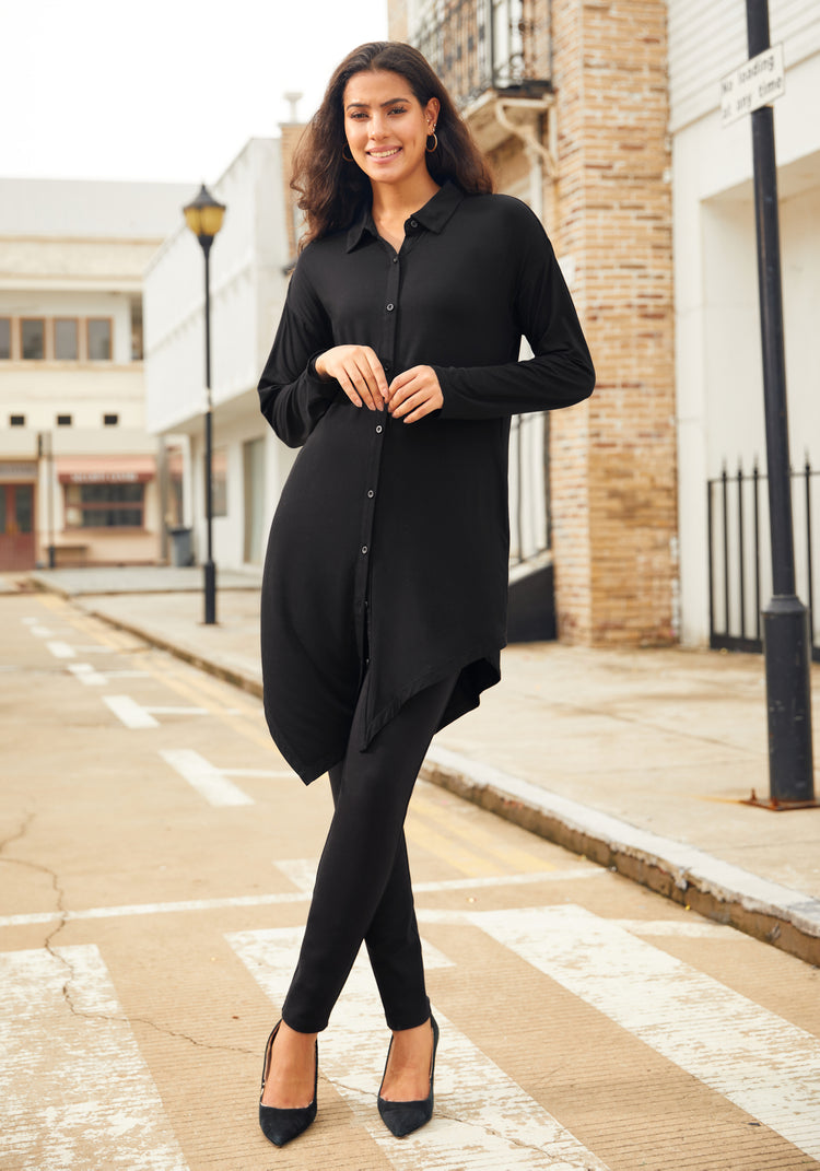 Serenity Asymmetrical Tunic (Black)