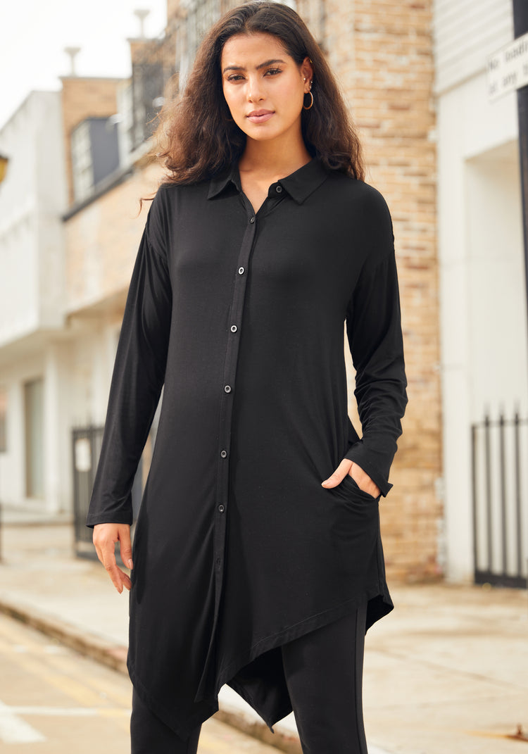 Serenity Asymmetrical Tunic (Black)