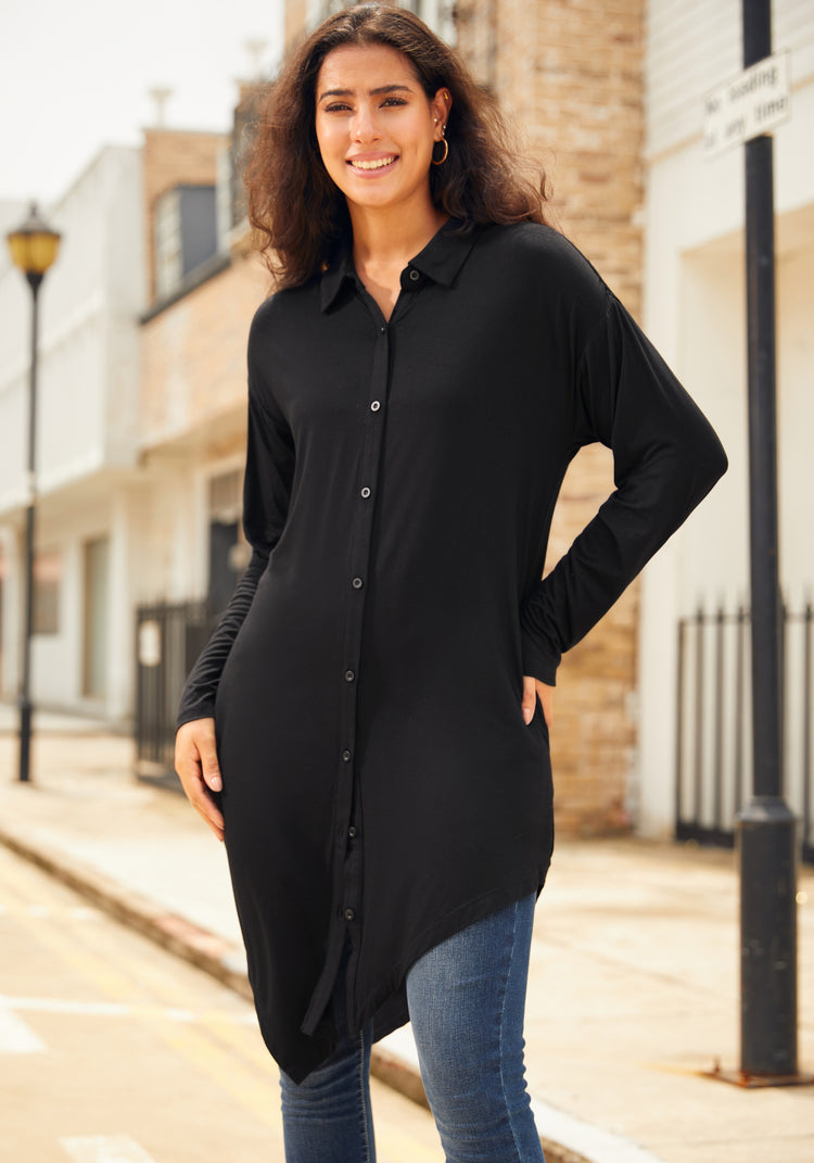 Serenity Asymmetrical Tunic (Black)