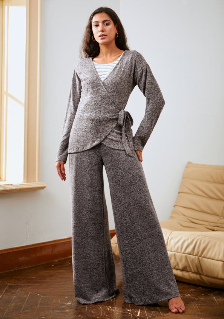 UltraEase Wide Leg Lounge Pant Charcoal Betabrand