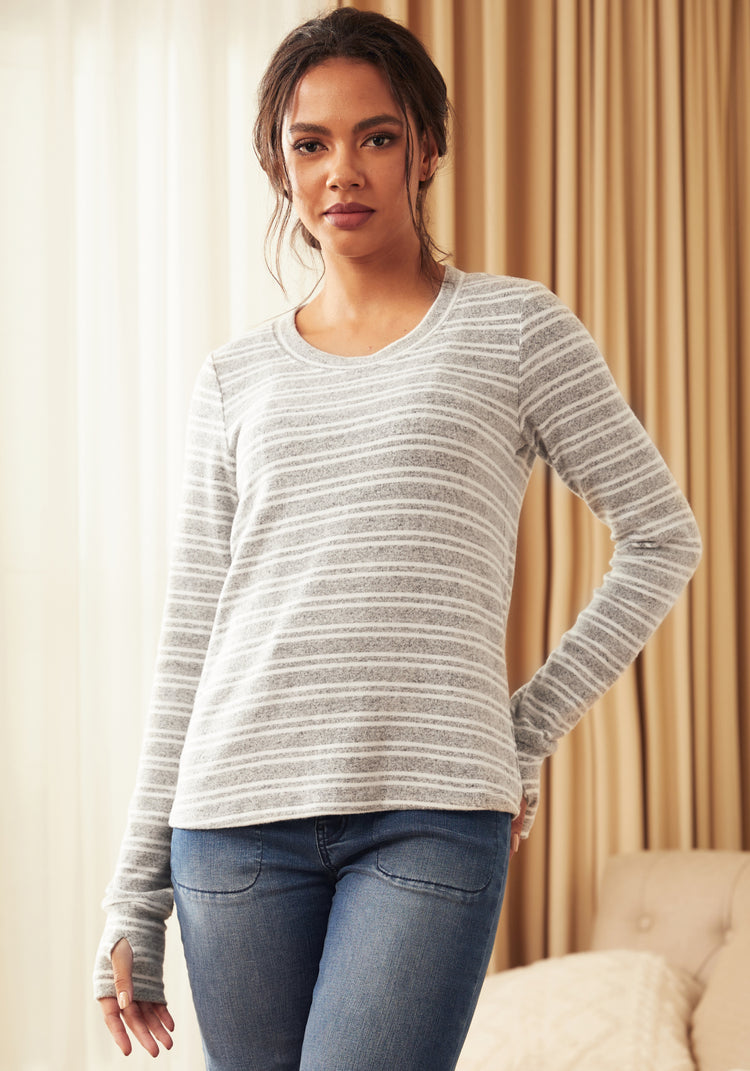 UltraEase Scoop Long Sleeve (Gray Stripe)