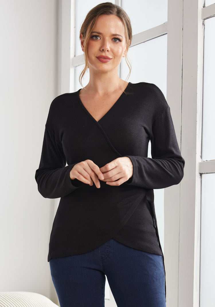 UltraEase Side-Tie Wrap Top (Black)