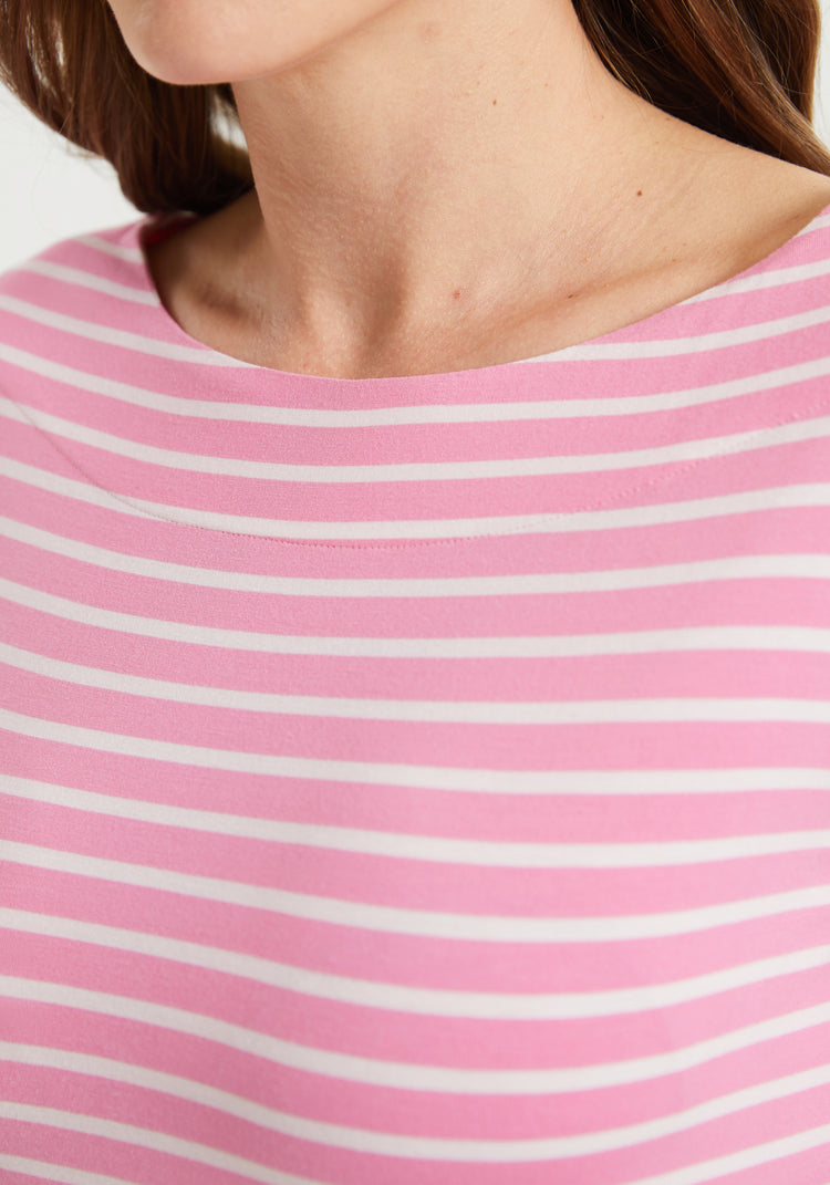 3/4 Sleeve Boatneck (Pink Stripe)