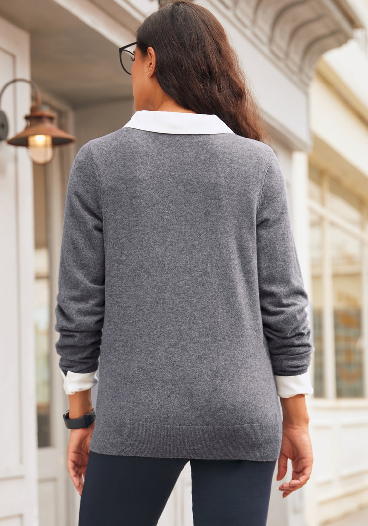 SoftBlend Cashmere Crewneck (Charcoal)