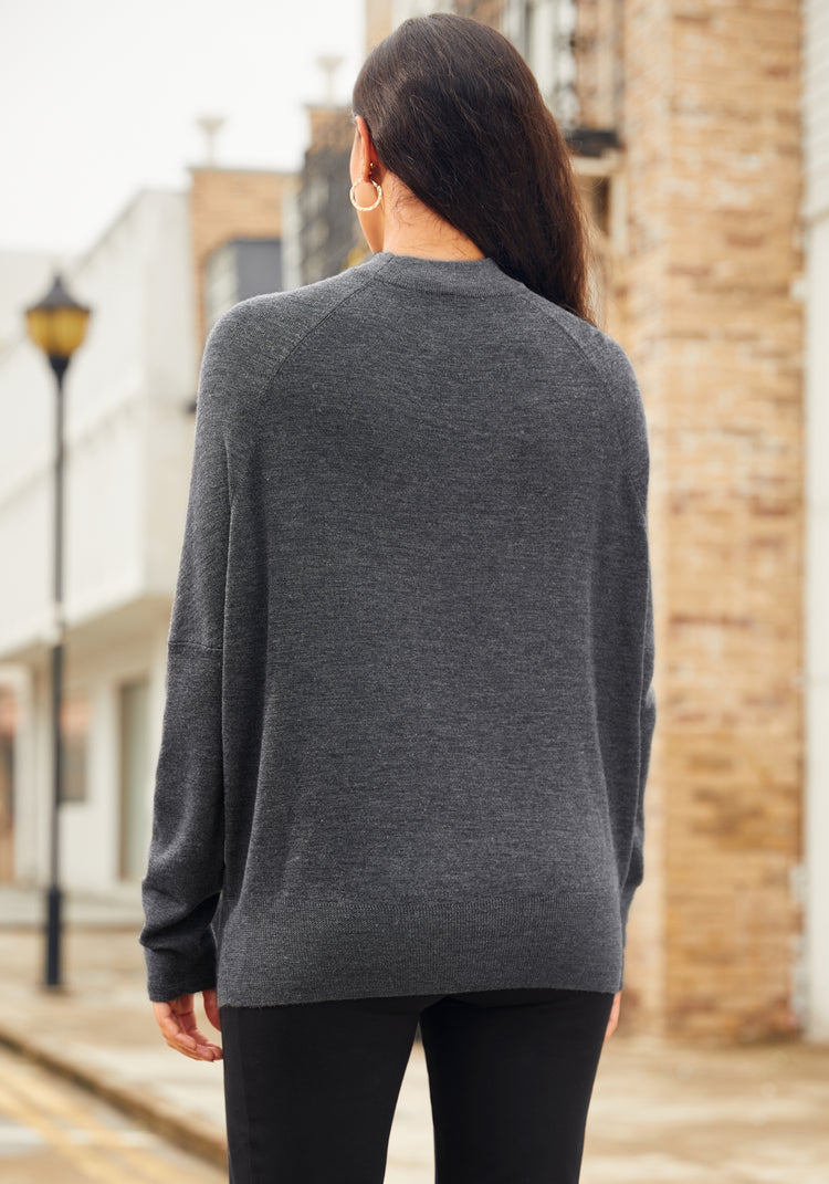 SoftBlend Merino Dolman Sweater (Charcoal)