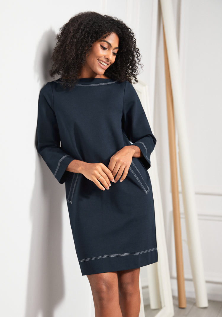 Modern Muse Shift Dress Navy Betabrand