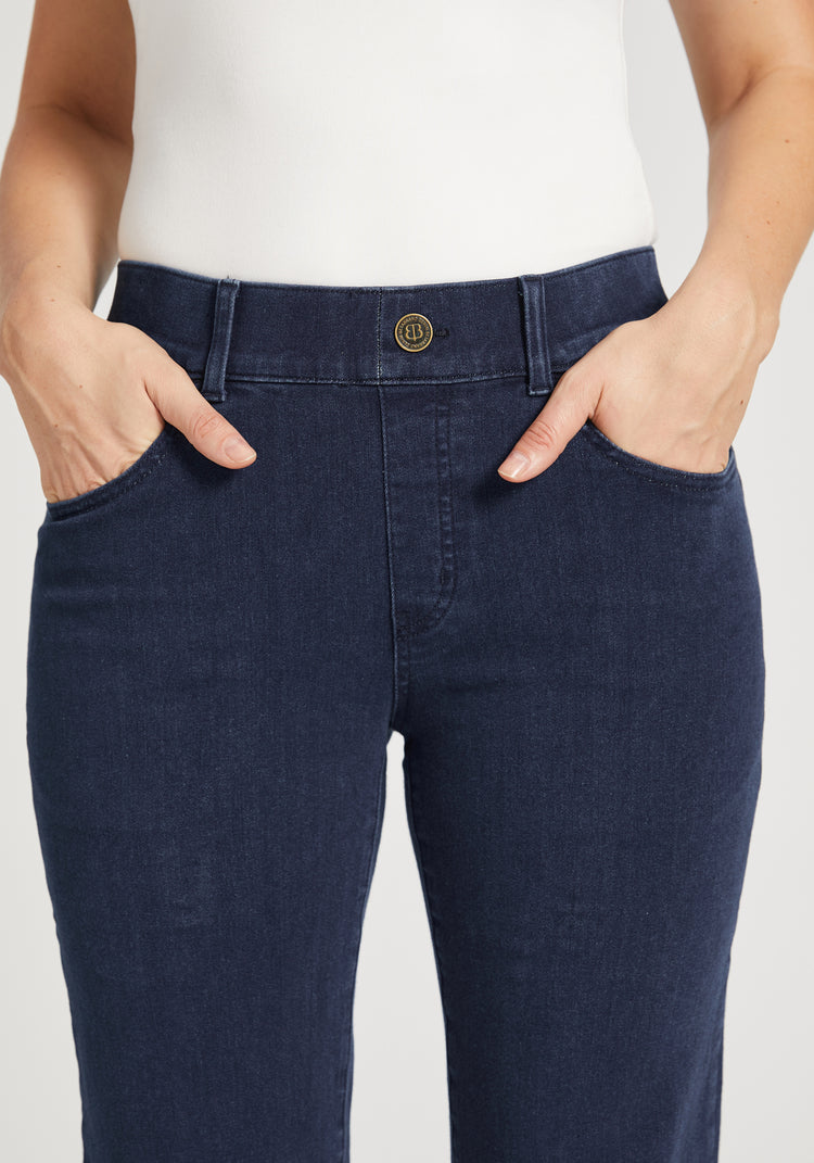 Straight-Leg | 4-Pocket Betabrand Yoga Denim (Dark Indigo)