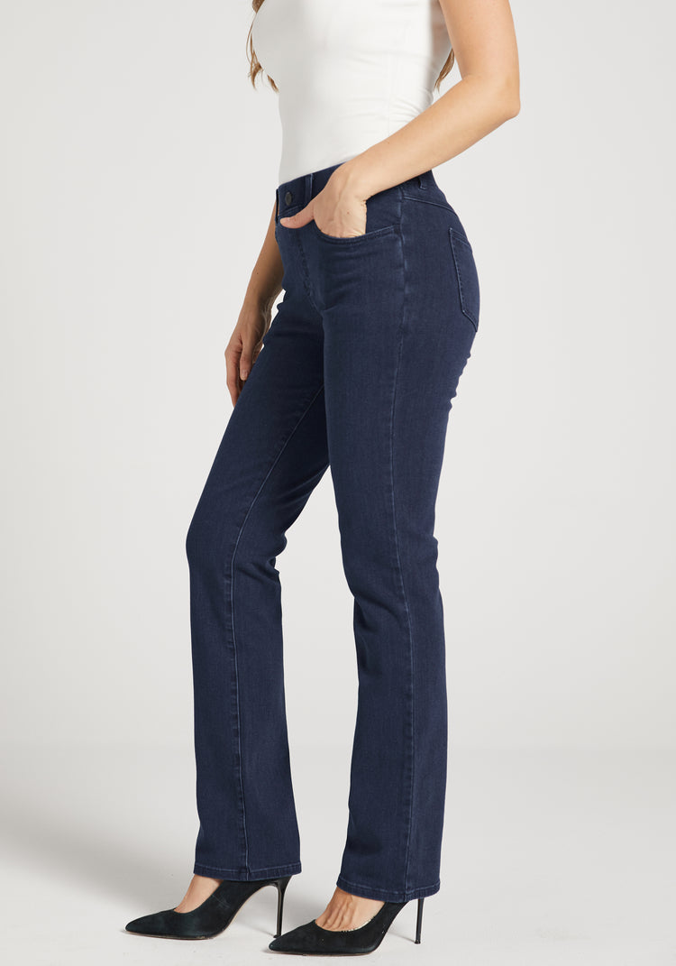 Straight-Leg | 4-Pocket Betabrand Yoga Denim (Dark Indigo)