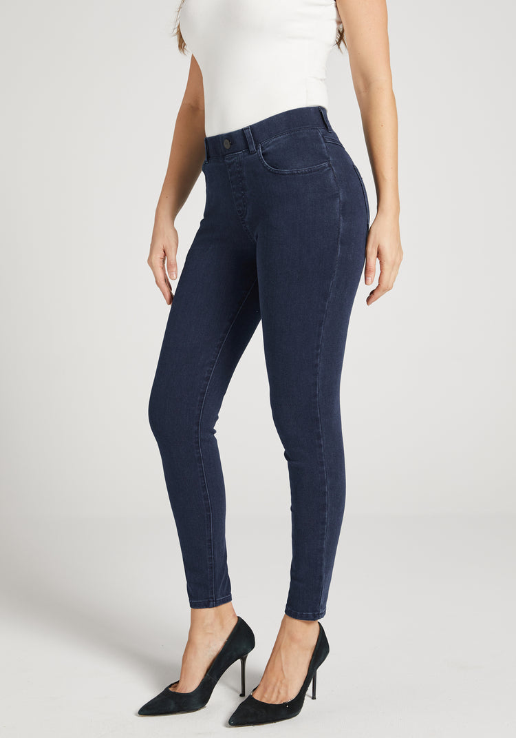 Skinny-Leg | 4-Pocket Betabrand Yoga Denim (Dark Indigo)