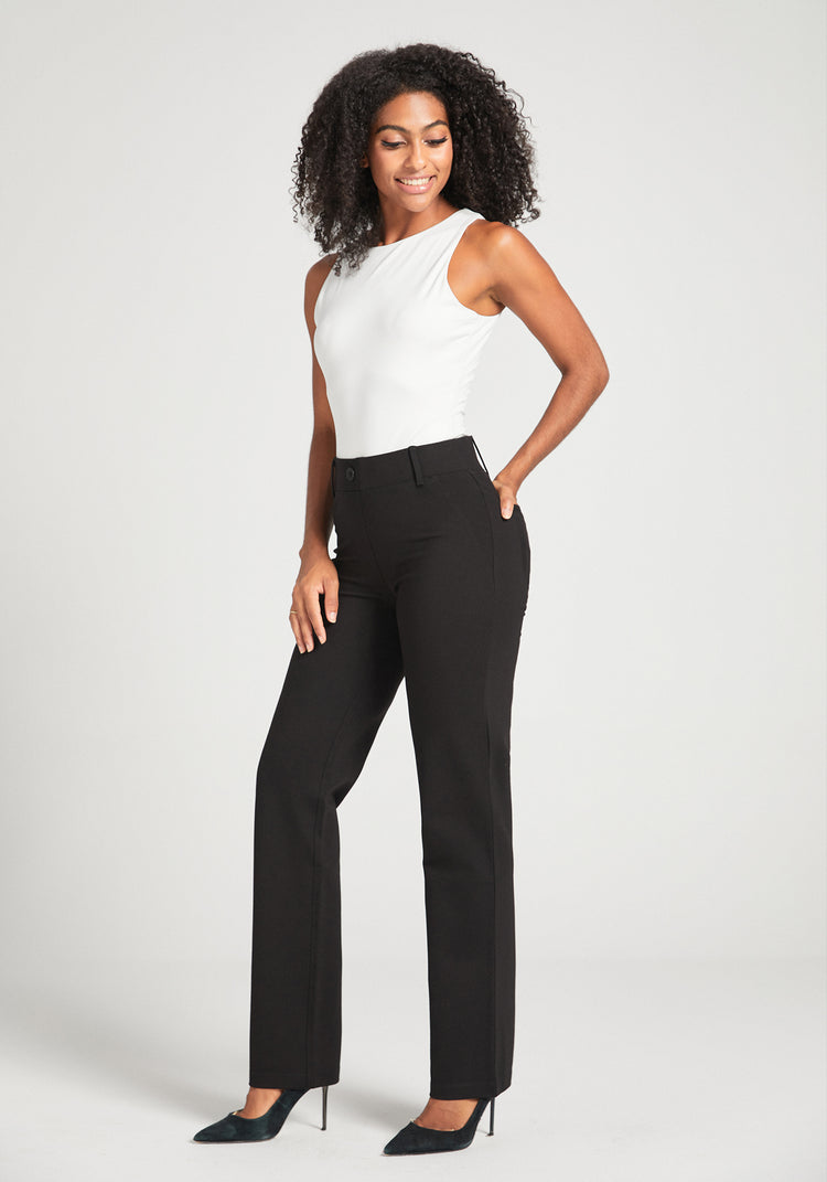 Two-Pocket Dress Pant Yoga Pant | Straight (Black)