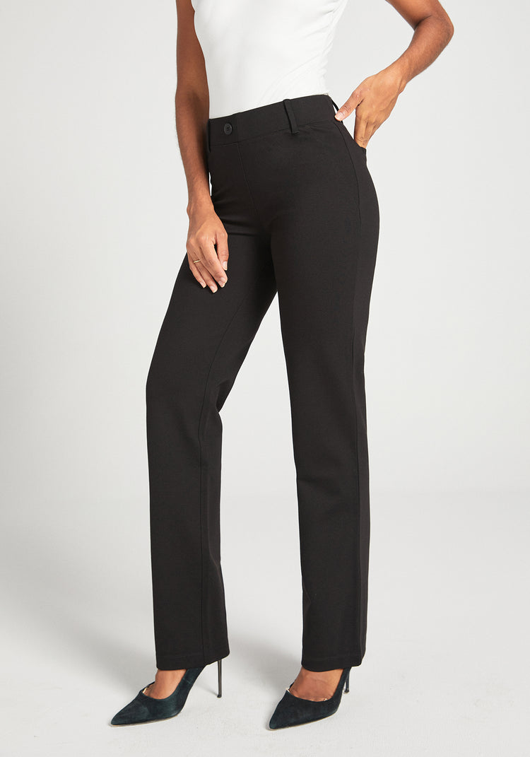 Two-Pocket Dress Pant Yoga Pant | Straight (Black)