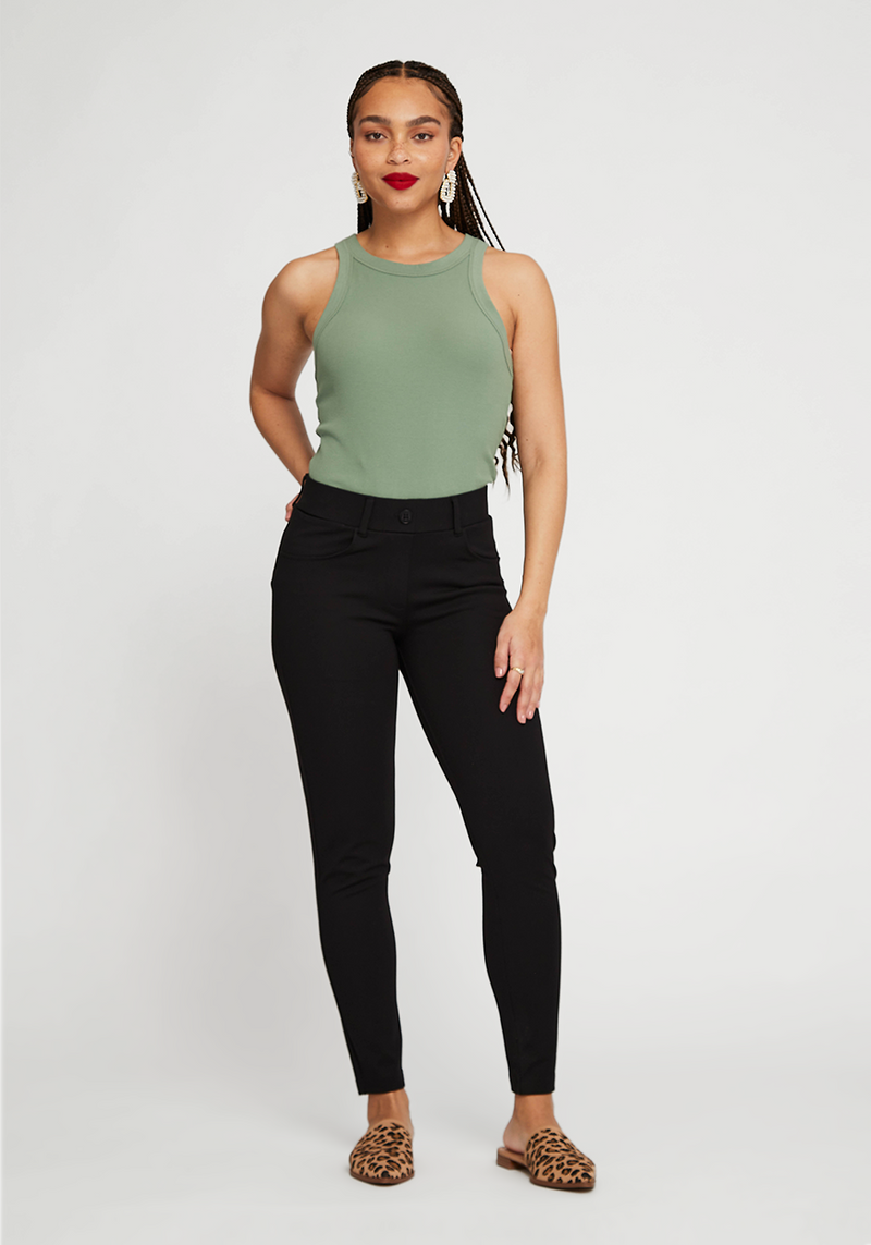 Beta Brand Size XL Long Black Dress Yoga Pants Crop Light Stretch High Rise  Tall