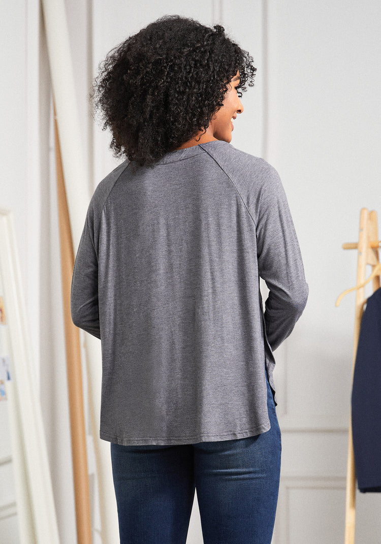 Essential Split Hem Long Sleeve (Charcoal)