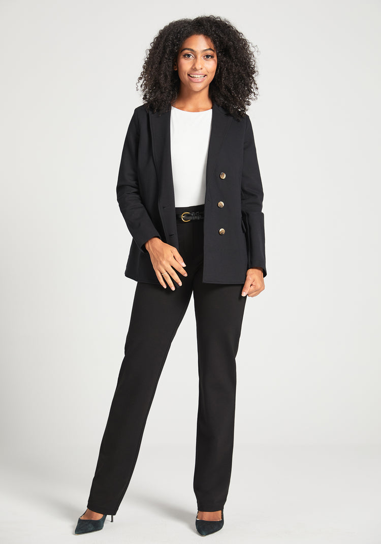 Two-Pocket Dress Pant Yoga Pant | Straight (Black)