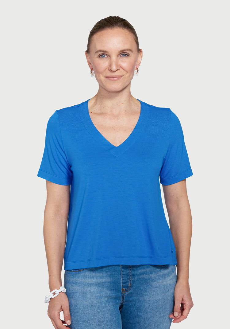 Essential V-Neck Short Sleeve (Sapphire)