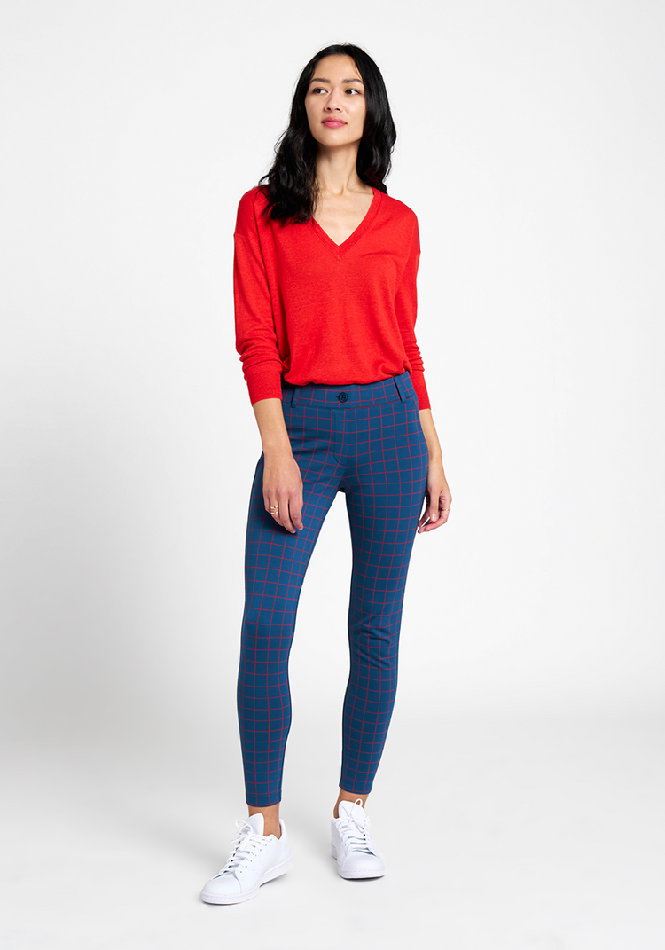 Classic Dress Pant Yoga Pant | Skinny (Tomato Check)