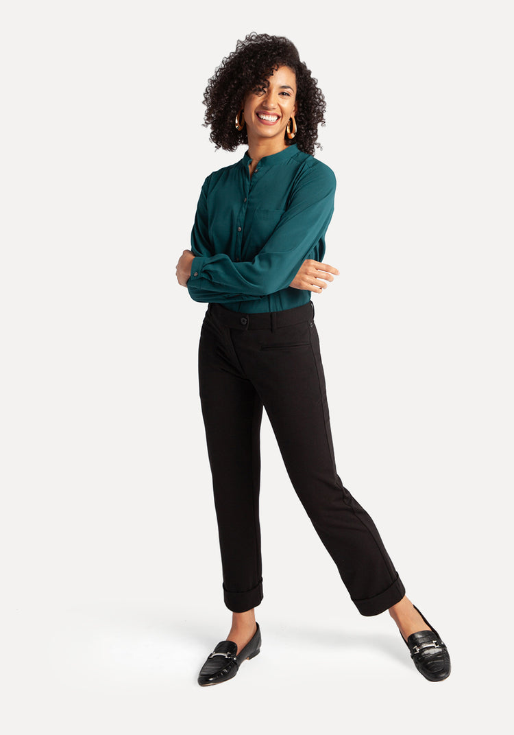 Crop | Lite Dress Pant Yoga Pants (Black)